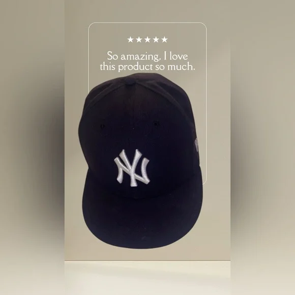 New Era Navy Blue Hat with White Logo - Picture 2 of 6